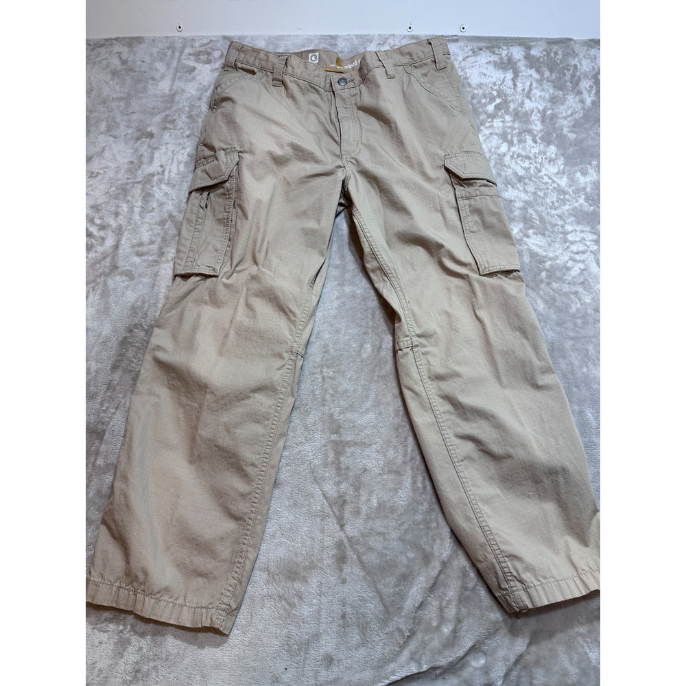 Carhartt Force Tappen Cargo Pants Mens 38x30 Tan Cotton Ripstop Workwear 101148